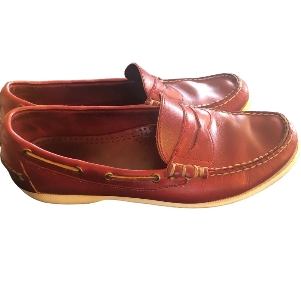 Allen Edmonds Kirkwood Maritime Leather Boat Shoe Sz. 10D Dark Red Slip On 10194